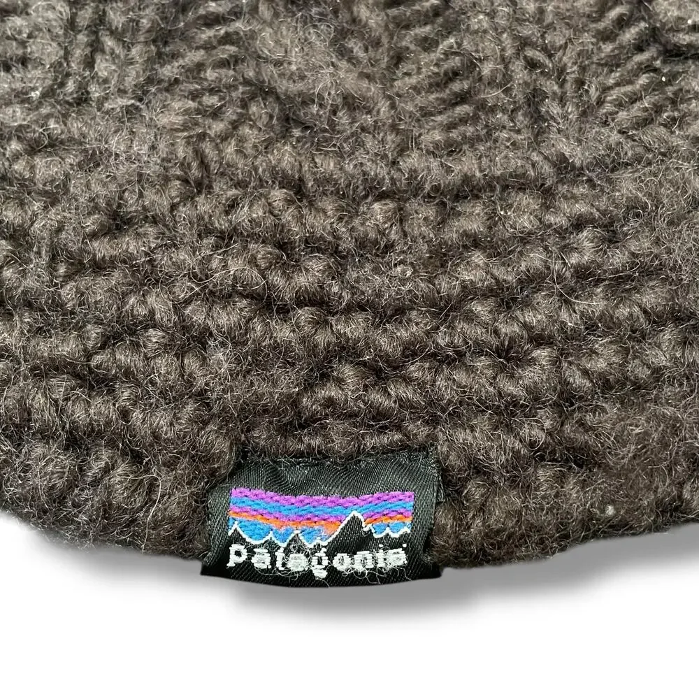 Patagonia Wool Blend Beanie Hat Brown Cable Knit Crochet Skull Cap 29045 Unisex